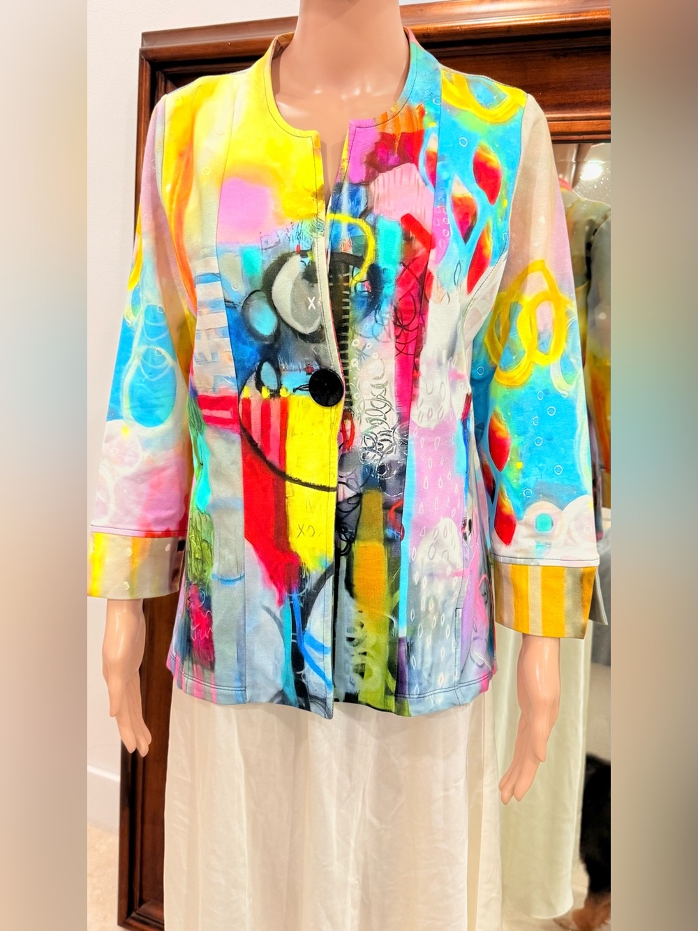 Simply Art by Dolcezza Vibrant Abstract Art Wear Blazer Jacket size Medium